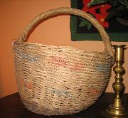 Oak Rod Decorated Basket Blue & Red Checks