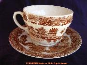 Brown Willow mush or chili oversize cup & saucer Japan