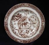 Aesthetic movement boy & dog plate brown transfer